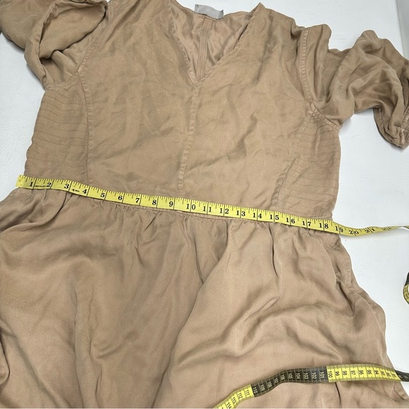Everlane the tencel puff sleeve Elegant Tan Midi Dress size L - Picture 6 of 12